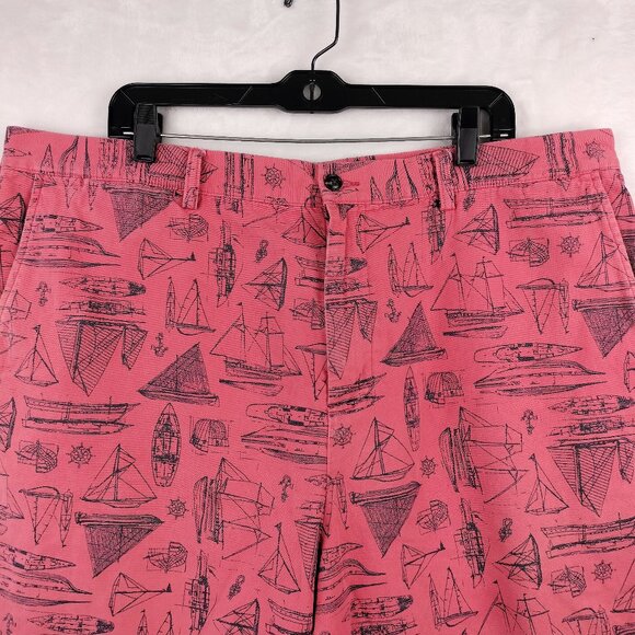 Polo Ralph Lauren Shorts Mens Size 42 Pink Sailboat Nautical AOP Print Chino - Picture 2 of 16
